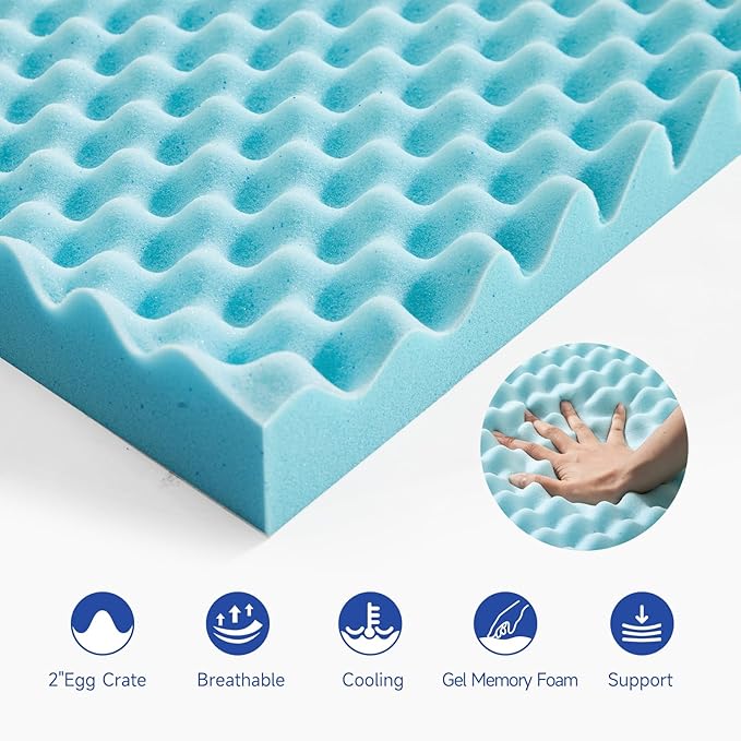 Choc chick 3.5 Inch Memory Foam Mattress Topper King, Dual Layer 2 Inch Gel Egg Crate Memory Foam Plus 1.5 Inch Down Alternative Pillow Top Mattress Pad, Support for Back Pain