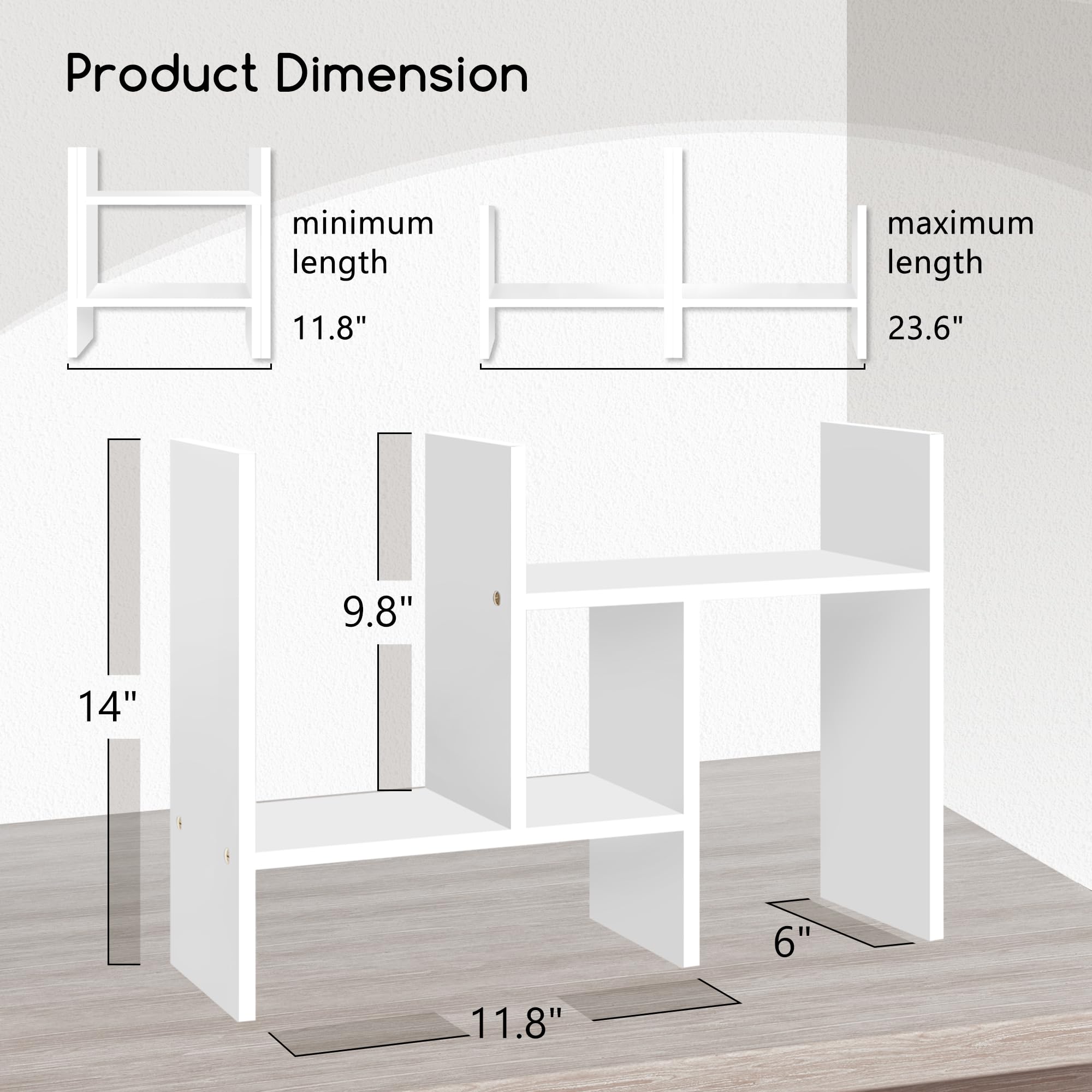 Jerry & Maggie Desktop Organizer Office Storage Rack Adjustable Wood Display Shelf Free Style Double H, Multi-Functional Mini Bookshelf for Desk Natural Stand (Violet) Dormly