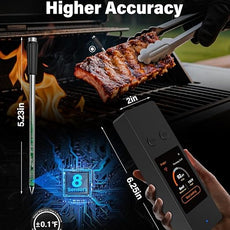 Bluetooth Wireless Meat Thermometer with App, Touch Screen, Audible Alarm, 2 Probes, 800ft Range & Rechargeable Base, Kitchen Food Thermometer for Cooking, BBQ, Smoker | Stocking Stuffers for Men