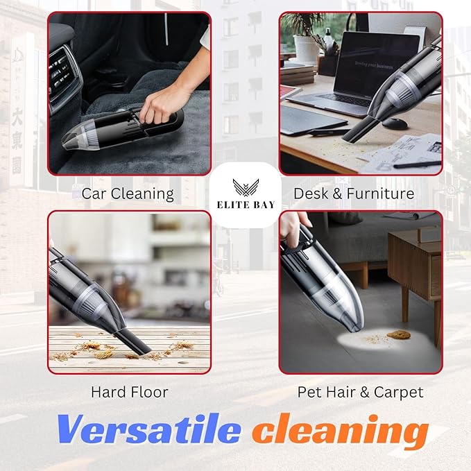 Car Vacuum Cleaner – 120W High-Power Cordless Mini Vacuum with USB Charging | Dual 2000mAh Battery | Lightweight 0.36kg | 0.5L Dust Capacity | Compact Handheld Cleaner Car Home Office