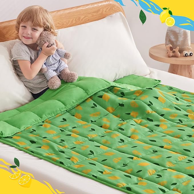 anfie Weighted Blanket Kids(40"x60" 10lbs) Weighted Blanket Cooling Blanket for Sleeping,Throw Size Breathable Blanket with Premium Glass Bead(Lime Green)