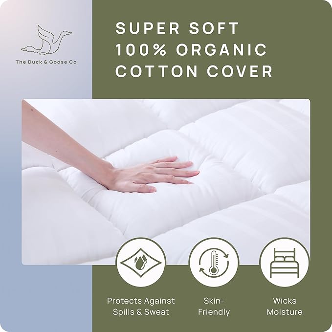 Plush Extra Thick Twin Mattress Topper, Soft & Cooling Pillow Top Bed Topper for Back Pain with 300TC Cotton Cover, Overfilled Mattress Pad Cover for Back Pain, Fit to 6”-22” Mattress.