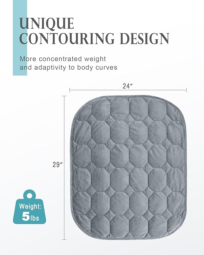 Cottonblue Weighted Lap Blanket 5lbs, Cozy Luxury Crystal Velvet Weighted Blanket for Adults, Small Weighted Blanket for Relaxation, Sleeping, Travel, Grey, 24" x 29"