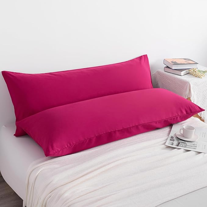NTBAY Body Pillowcase Set of 2, 20x54 inches, Soft, Wrinkle, Fade Resistant, Magenta, Microfiber, Envelope Closure, 2 Pcs, Machine Washable