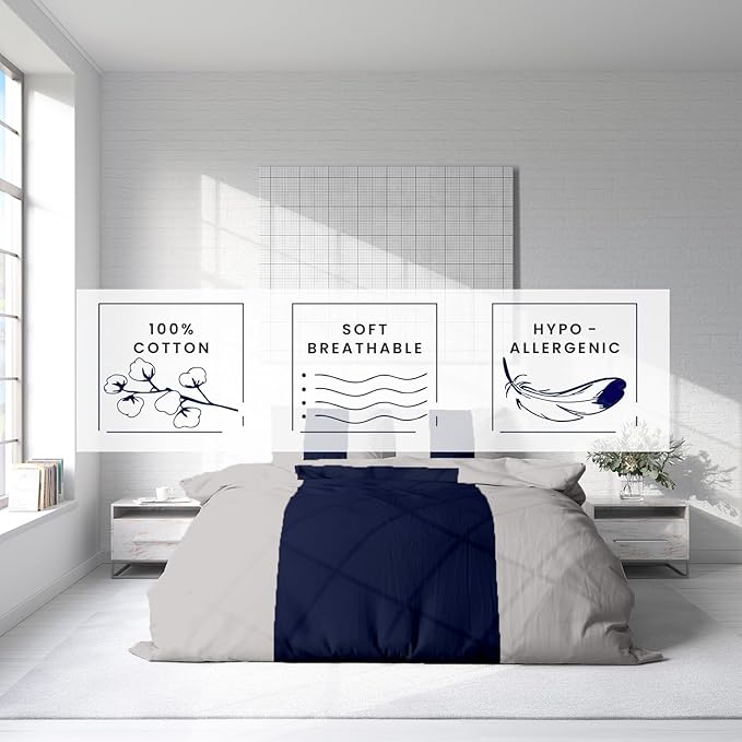 Kotton Culture 3 Pc California King Size Duvet Cover Set -100% Egyptian Cotton Sateen 600 Thread Count Ultra Soft Premium Durable Comforter Cover Zipper Closure & Corner Ties (Dashing Blue,104"x98")