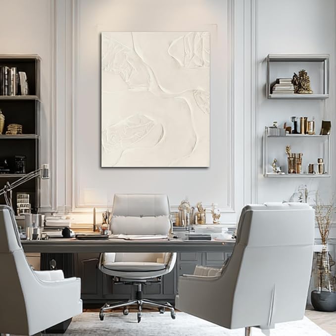 CHUDANHAO Abstract Hand Painted Wall Art Beige Wall Decor Line Hanging Art 32"x40" Large Artwork for Living Room Office Decorations