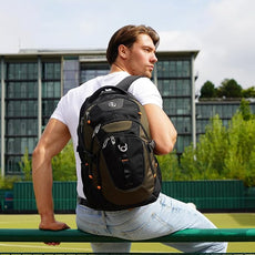 Swissdigital Design Laptop Backpack with USB Charging Port, Travel Backpack Fits 15.6 inches Computer, 31L College School Backpack for Men, Olive/Black | SD803-26