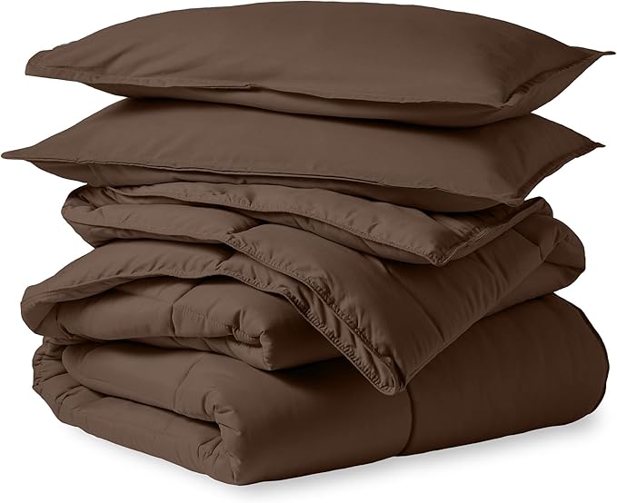 Bare Home Comforter Set - Oversized Queen Size - Ultra-Soft - Goose Down Alternative - Premium 1800 Series - All Season Warmth (Oversized Queen, Cocoa)