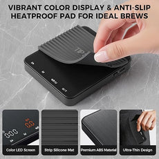 Mini Espresso Coffee Scale with Timer & Flow Rate, 2kg/0.1g Precision Digital Coffee Scale, Portable Espresso Scale Rechargeable via USB-C, Triple Brew Modes, LED Display, Mute Mode, g/oz/lb:oz