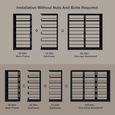 Bookshelf,5-Tier Industrial Book Shelf, White Bookcases and Bookshelves,Tall Book Shelf Storage Organizer,Freestanding for Living Room, Bedroom,Home Office,Metal (Black, Bookshelf-3)