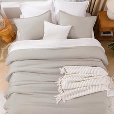 Litanika Comforter Set, Lightweight Solid Bedding Comforter Set, Fluffy Down Alternative Bed Set, Deep Linen, Full