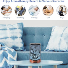 EQUSUPRO Essential Oil Diffuser 150ml Black Metal Aromatherapy Oil Diffuser Ultrasonic Cool Mist Diffuser with Auto Shut-Off Protection,7 Colors Changed LED for Home Office SPA Yoga