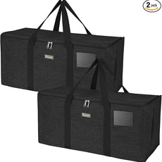BALEINE Extra Large Storage Tote with Zippers & Carrying Handles, Heavy-Duty Oxford Fabric Moving Bags for Laundry, Space Saving, Storage, 2-Pack, Charcoal Black