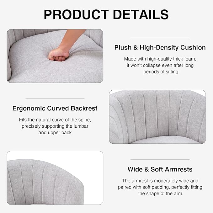 CANMOV Swivel Accent Chair with Armrest, Modern 360 Degree Swivel Barrel Chair with Curve Back and Soft Cushion,Comfy Round Sherpa Teddy Armchair Single Sofa for Living Room,Bedroom,Waiting Room,Grey