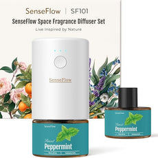 SF101 Pro Waterless Ultrasonic Essential Oil Diffuser–100% Plant-Based,120-Day Natural Air Freshener & Aromatherapy Diffuser for Home,Hotel,Studio-Peppermint