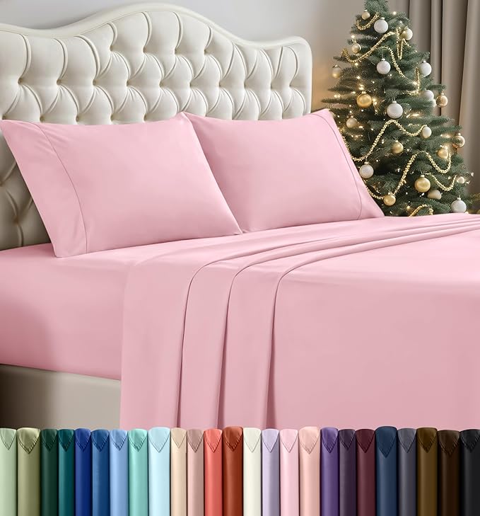 Utopia Bedding King Bed Sheets Set - 4 Piece Bedding - Brushed Microfiber - Shrinkage and Fade Resistant - Easy Care (Crystal Pink)
