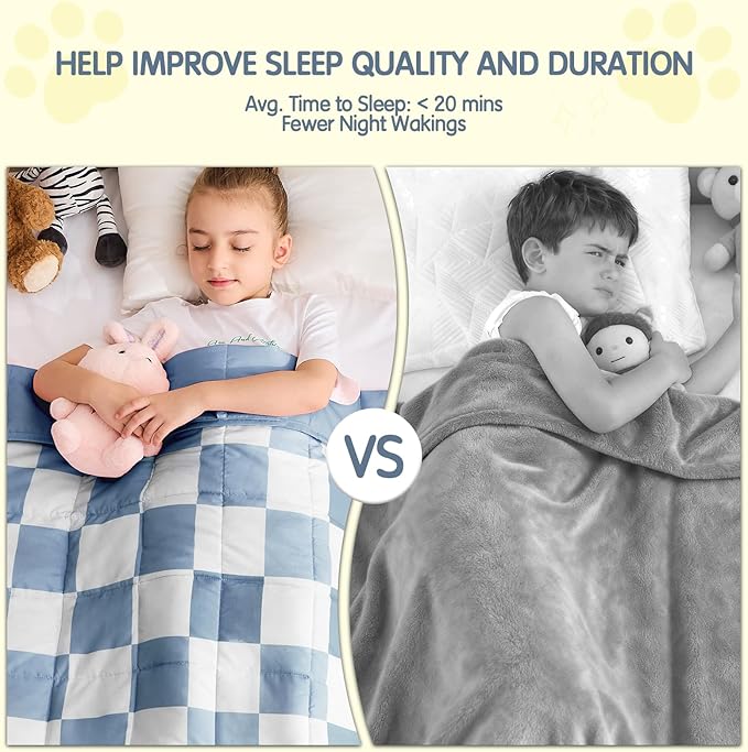 yescool Blue Checkered Weighted Blanket 5 Pounds Plaid Weighted Throw Blanket, Heavy Blanket for Sleeping, Tartan Bed Throw Blanket Gift for 40-60lbs, 36"x48"