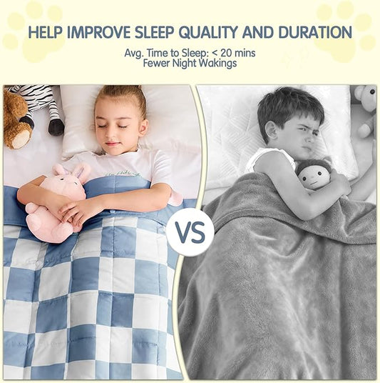 yescool Blue Checkered Weighted Blanket 5 Pounds Plaid Weighted Throw Blanket, Heavy Blanket for Sleeping, Tartan Bed Throw Blanket Gift for 40-60lbs, 36"x48"