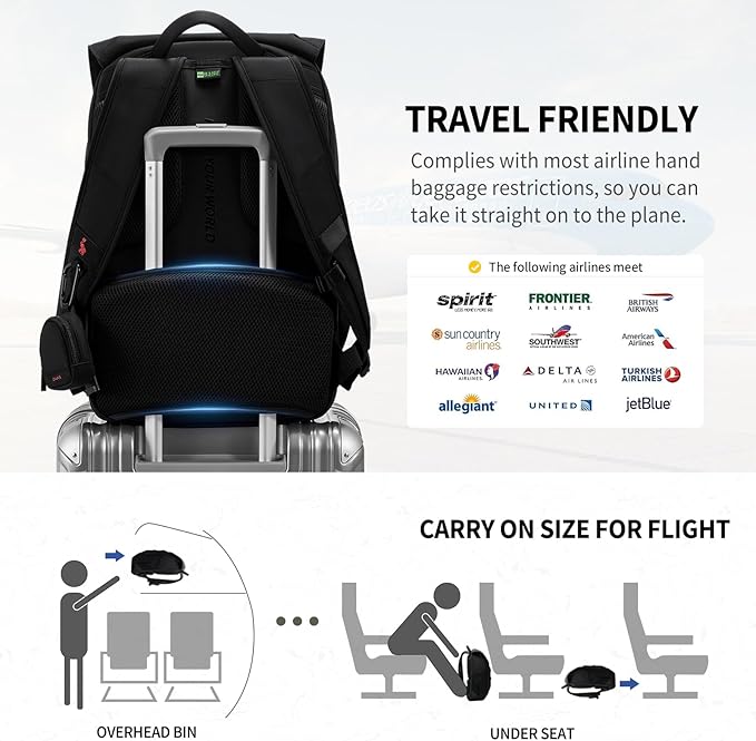 OIWAS Laptop Backpack for Men, 16 Inch Travel Laptop Backpack with Magnetic Buckle, Weight Reduction Business Backpack for Men, Water Resistant Large Back pack