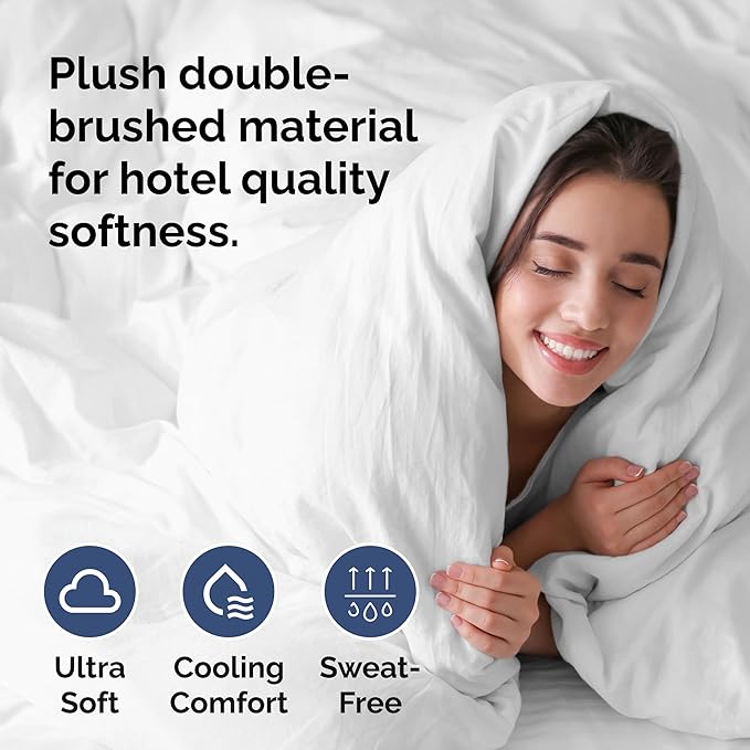 Duvet Cover Full Size Set - Extra Soft Full Size Duvet Cover 80 x 90 with 2 Pillow Shams - Hotel Luxury Quality Easy Care and Fade Free w/Zipper Closures & Ties - Comfy Breathable Bedding Set (White)
