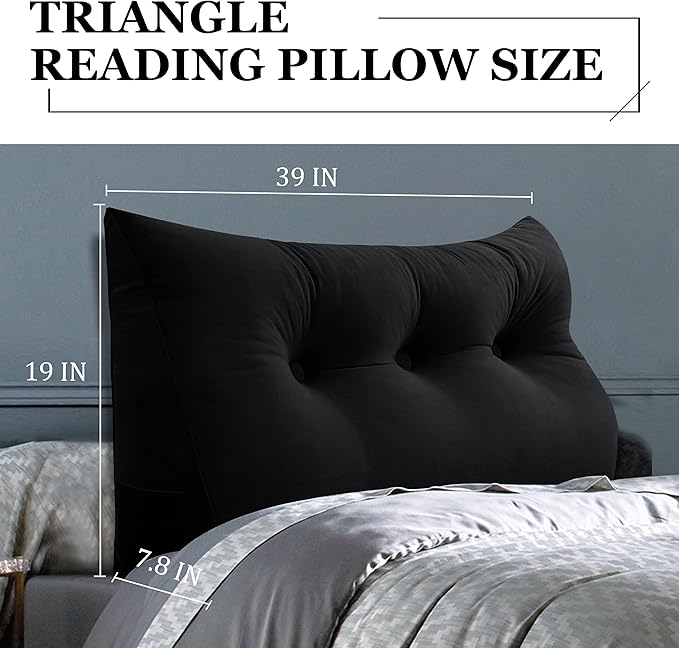 8 lbs Thickened Twin Wedge Pillow Headboard College Dorm Bed Velvet Wedge Pillow Backrest Triangular Headboard Pillows with Side Pocket, Dorm Bedding Essentials for Girls & Boys