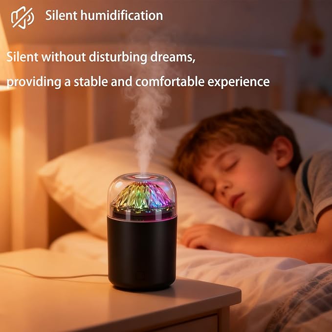 Small Humidifier-Car humidifiers with colored lights, USB Personal Desktop Humidifier for Baby Bedroom Office Home,2 Mist Modes,Whisper-Quiet Operation