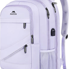 MATEIN Large 17 Inch Laptop Backpack for Women, Lightweight Travel Backpack Fits College School Essentials, Anti Theft Work Commute Nursing Computer Bag TSA Approved for Weekender Trip, Light Purple