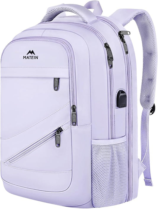 MATEIN Large 17 Inch Laptop Backpack for Women, Lightweight Travel Backpack Fits College School Essentials, Anti Theft Work Commute Nursing Computer Bag TSA Approved for Weekender Trip, Light Purple