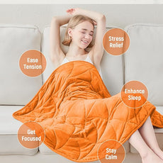 Weighted Lap Blanket 7 lbs for Adults, Luxury Soft Small Weighted Blanket, Compact Portable Weighted Lap Pad for Relaxation, Sleeping, Travel, All-Season Use, Bright Orange, 40