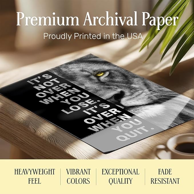 YELLOWBIRD ART & DESIGN Motivational Wall Art & Decor FRAMED - Positive Quotes - Motivational poster - Office Wall Art - Lion Wall Decor Inspiration Motivation Man cave Gym Wall Decor for Men