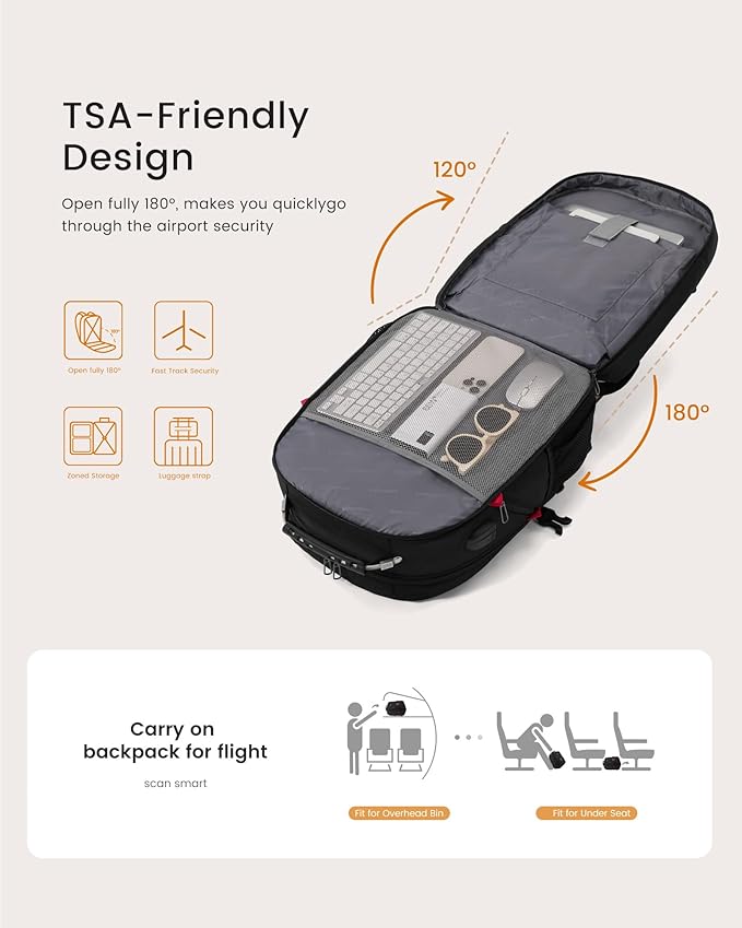 LOVEVOOK Travel Laptop Backpack Waterproof Anti Theft with Lock and USB Charging Port Large Computer Business Backpack for Men Women College (17 inch, Black)