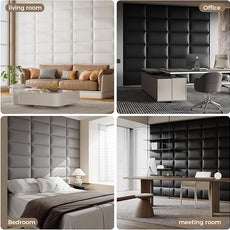 Gray Stick-On Wall Mounted Upholstered Headboard - 9-Piece Padded Bed Backboard for King and Queen Size Beds, 24 x 12 Inches Each, Easy-to-Install Sound-Proofing Decorative Bed Headboard