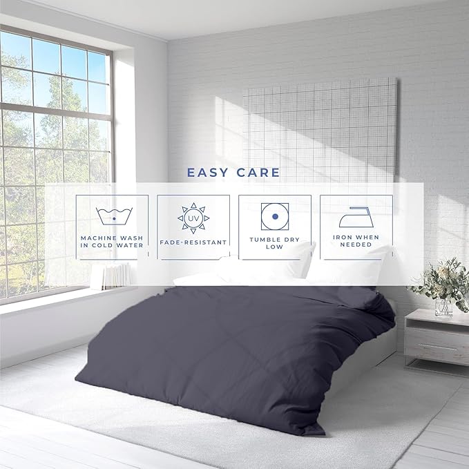 Kotton Culture 3 Pc California King Duvet Cover Set-100% Egyptian Cotton Sateen 600 Thread Count Ultra Soft Premium Durable Comforter Cover Zipper Closure & Corner Ties- (Dark Grey, 104" X 98")