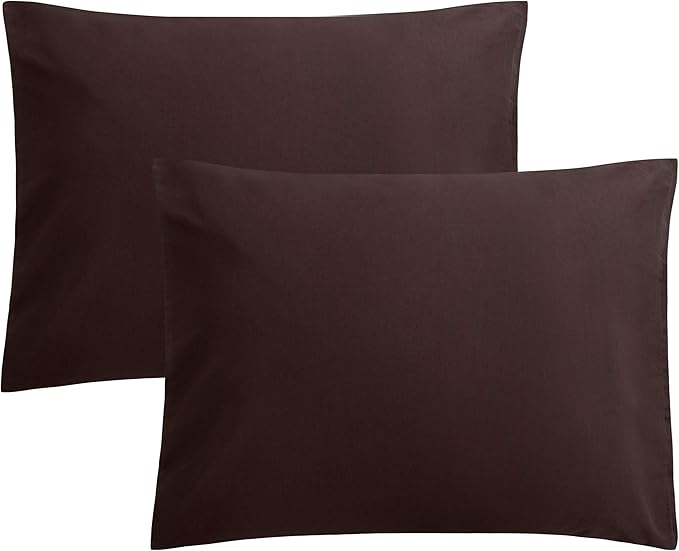 FLXXIE Microfiber Pillow Cases Standard Size, Soft Pillowcases with Envelope Closure, Wrinkle, Stain Resistant Pillow Covers, 20x26, Dark Brown