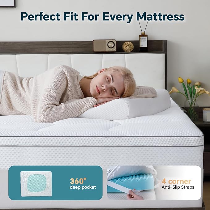 4 Inch Memory Foam Mattress Topper Small -Dual Layer 3 Inch Cooling Gel Memory Pad and 1 Inch Pillow Top Mattress Cover for Back Pain - 20" x 60" x 4"