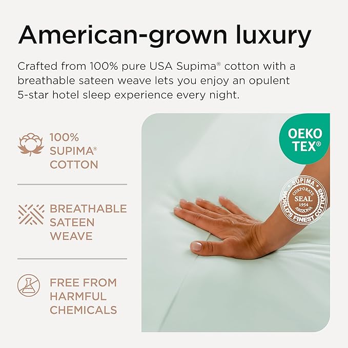 Threadmill Queen Sheet Set | 600 Thread Count Bed Sheets for Queen Mattress with 16” Deep Pocket | Sateen Weave 4-Piece Bedding Set with Cooling Effect | Seaglass