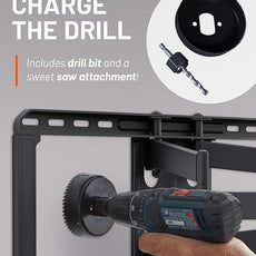 ECHOGEAR TV Cord Hider for Wall Mounted TV - Cable Management Kit Hides TV Wires - Includes 2 Pass Throughs, Locking Brackets, and Hole Saw Drill Attachment (Black)