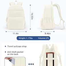 Travel Backpack for Women, 15.6 Inch College Laptop Backpack, Water Resistant Work Backpacks, Cute Quilted Bookbag