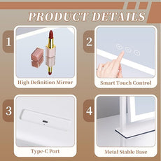 Lighted Vanity Mirror with Lights, Makeup Mirror with Light, 16.7