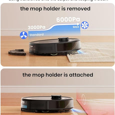 Lefant LiDAR Robot Vacuum and Mop Combo,75-Days Self-Emptying,6000Pa Powerful Scution,Multi-Floor Mapping, No-Go Zones,140 Min Runtime,2.4G/5G WiFi/Alexa/APP/iWatch,M2 Plus Black