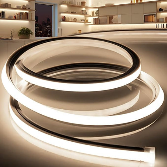 LED Strip Lights Neutral White 4000K,65.6ft 110-120V Neon Rope Lights,Flexible Silicone Outdoor Waterproof Neon Strip Lights for Bedroom,Mirror,Kitchen Cabinet, Living Room,Halloween Decor