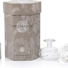 Zodax Grand Casablanca Porcelain Oil Diffuser - Home Fragrance Oil Diffuser Ideal for Living Room, Bathroom, Office - Flower Design - Gift Box Packaging Included - Tahitian Gardenia - 1.69 Oz.