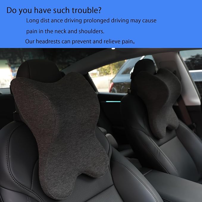 Car Neck Pillow for Driving Gaming Chair Headrest Pillow Office Chair Neck Pillow Ergonomic Design Double Straps Design Suitable for Different Heights