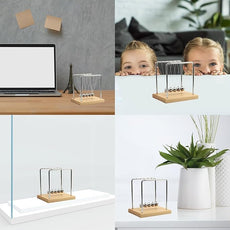 QLKUNLA Newtons Cradle Balance Balls Science Physics Gadget Desktop Decoration Kinetic Motion Toy for Home and Office (Beech,5 Balls)