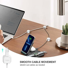 24 Pack Magnetic Cable Clip Organizer Cord Holder, Picozon Adhesive Cable Management, Wire Phone USB Charger Cable Holder, Keeper Organizer for Office Home Desktop Table - White