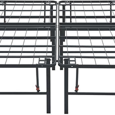 Amazon Basics Bed Frame with Storage, Foldable Metal Platform, Sturdy Steel, No Box Spring Needed, 18 Inches High, Tool-Free Setup, Queen Size, Black