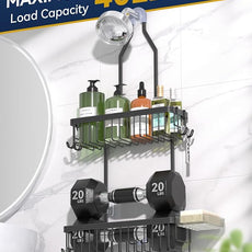 YASONIC Shower Caddy Hanging, Never Rust Shower Organizer Hanging, Aluminum Shower Racks for Inside Shower with Hooks for Razor, Bathroom Organizers and Storage with Soap Holder, Black