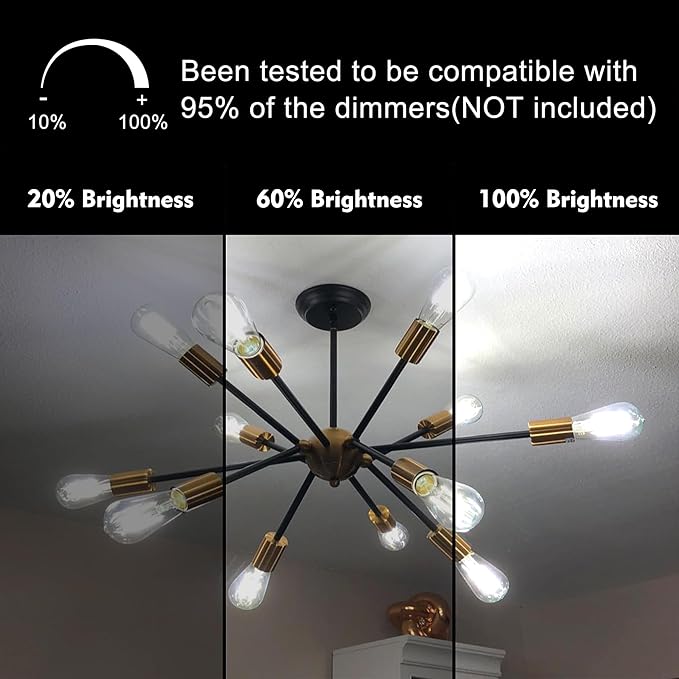 TJOY 100 Pack Vintage Edison LED Light Bulbs, Dimmable, 60W Equivalent, E26 Medium Base, 5000K Daylight, ST58, 8W, 800LM, Ultra-Bright, 80+CRI, Antique Decorative Filament, Clear Glass