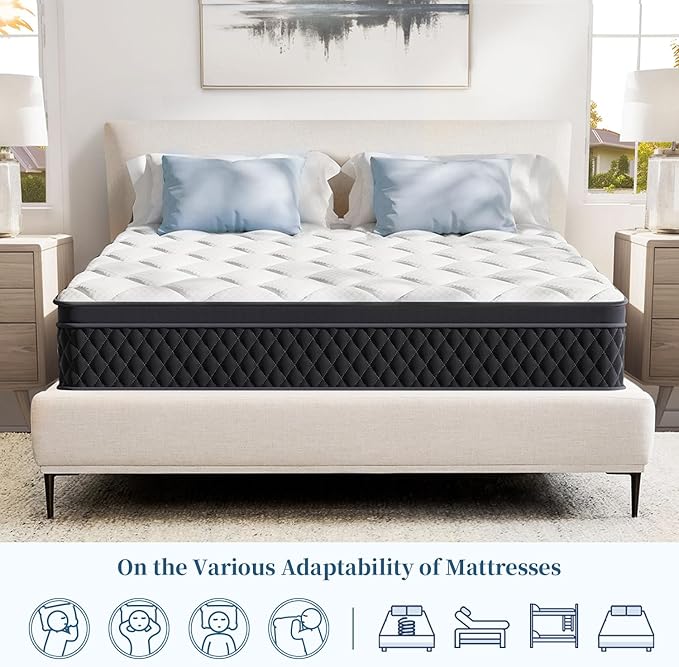 King Mattress, 10 Inch Hybrid Memory Foam Mattress in a Box, Pressure Relief, Pocket Springs for Motion Isolation, Medium Firm Support, CertiPUR-US Certified, Fiberglass Free