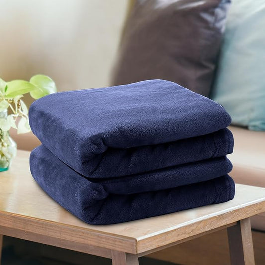 IR Imperial Rooms Fleece Blankets Queen Size 90x90 Inches- 8 Pack - Super Soft Fluffy Throw Blanket for Sofa and Bed - Warm and Cozy Lightweight 400 GSM Microfiber Bed Throws Blankets (Queen, Navy)
